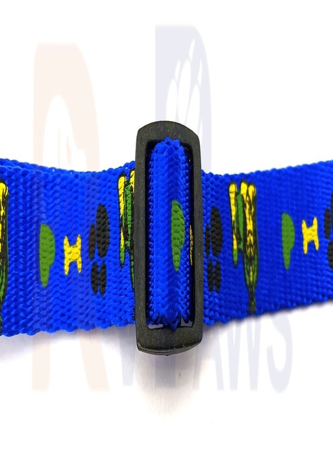 Pups&Pets 15 MM Paw/Bone Printed Soft Nylon Collar Belt and Leash Set for Small Breed Dog and Puppies - Blue - Image 4